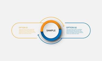 modelo de infográfico de vetor com círculo e rótulo de linha fina com elemento de número. conceito de negócio com 2 opções.