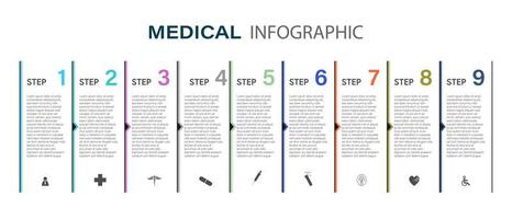 gráfico de processo de exibição de informações médicas elemento abstrato do diagrama de diagrama com etapa, opção, seção ou modelo de negócio de vetor de processo para apresentação conceito criativo para infográfico