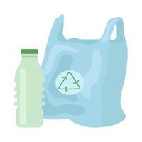 plástico saco reciclando com garrafa plástico ilustração vetor