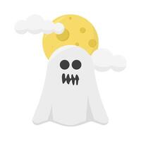 fantasma com lua ilustração vetor