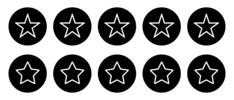 cinco Estrela linha ícone vetor em Preto círculo. cliente Reveja placa símbolo