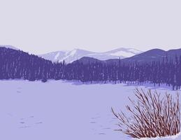 eco lago com montar azul céu dentro a Colorado rochoso montanhas wpa poster arte vetor