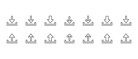 baixar e Envio ícone conjunto coleção dentro linha estilo vetor