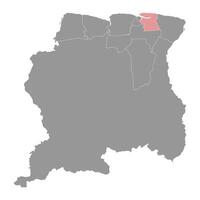 commewijne distrito mapa, administrativo divisão do suriname. vetor ilustração.