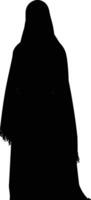 ai gerado silhueta menina vestem hijab Preto cor só cheio corpo vetor