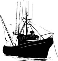 ai gerado silhueta pescaria barco Preto cor só vetor