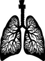 ai gerado silhueta para interno órgãos do pulmões Preto cor só vetor