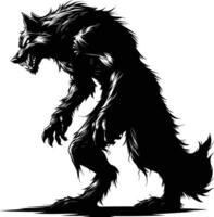 ai gerado silhueta lobo de guerra ou ocasionalmente licantropo ou licano monstro Preto cor só cheio corpo vetor