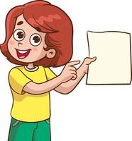 vetor ilustração do uma crianças apontando para uma em branco papel