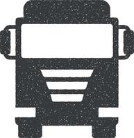 frente Visão caminhão, auto ícone vetor ilustração dentro carimbo estilo