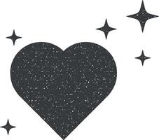 coração plano, estrelas ícone vetor ilustração dentro carimbo estilo