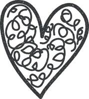 coração mão desenhado ícone vetor ilustração dentro carimbo estilo