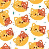 desatado padronizar desenho animado gatos. fofa animal papel de parede ilustração para presente embrulho papel vetor