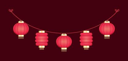 chinês lanterna suspensão festão, lunar Novo ano e meio do outono festival decoração gráfico vetor