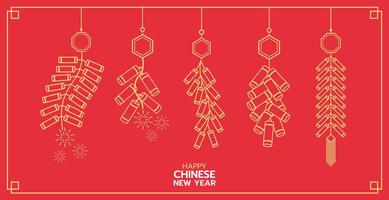 suspensão fogos de artifício chinês estilo, ilustrações e decorações para ásia Novo ano, feriado celebração e saudações. plano projeto, 2d frente visualizar. vetor