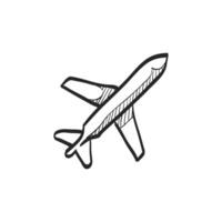 mão desenhado esboço ícone avião vetor