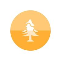 pinho árvore ícone dentro plano cor círculo estilo. neve dezembro estação vetor