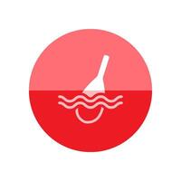 pescaria flutuador ícone dentro plano cor círculo estilo. esporte lazer água mar lago rio bobber equipamento vetor