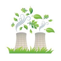 nuclear plantar com folhas ícone dentro cor. ir verde meio Ambiente amigáveis vetor