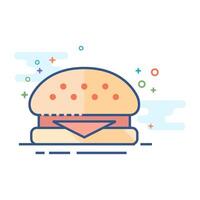 hamburguer ícone plano cor estilo vetor ilustração