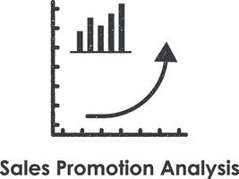 gráfico, seta, acima, vendas promoção análise vetor ícone ilustração com carimbo efeito