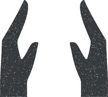 mão, dedos, gesto, manter vetor ícone ilustração com carimbo efeito