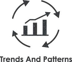 círculo, gráfico, seta, tendências e padrões vetor ícone ilustração com carimbo efeito