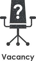 escritório cadeira, pergunta, vaga vetor ícone ilustração com carimbo efeito