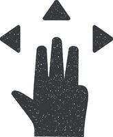 mão, dedos, gesto, girar, mover vetor ícone ilustração com carimbo efeito