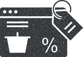 comércio eletrônico, navegador vetor ícone ilustração com carimbo efeito