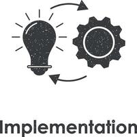 lâmpada, engrenagem, seta vetor ícone ilustração com carimbo efeito