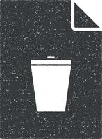Lixo caixa em documento vetor ícone ilustração com carimbo efeito