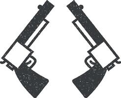 pistola, revólver vetor ícone ilustração com carimbo efeito