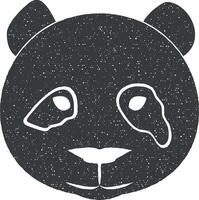 cabeça do panda silhueta vetor ícone ilustração com carimbo efeito