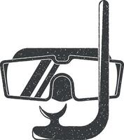óculos e uma tubo para mergulho vetor ícone ilustração com carimbo efeito