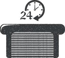 24 horas carro serviço vetor ícone ilustração com carimbo efeito