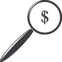 lupa e dólar vetor ícone ilustração com carimbo efeito