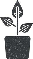 verde, plantar, Panela vetor ícone ilustração com carimbo efeito