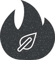 floresta fogo, folha vetor ícone ilustração com carimbo efeito