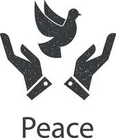 pomba, mãos, Paz vetor ícone ilustração com carimbo efeito