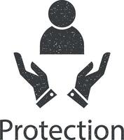 Cuidado, humano, pessoas, proteção vetor ícone ilustração com carimbo efeito
