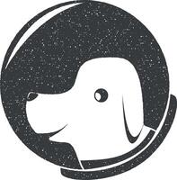 primeiro cachorro cosmonauta vetor ícone ilustração com carimbo efeito