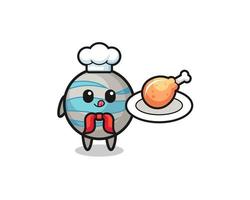 personagem de desenho animado do chef planeta frango frito vetor