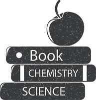 maçã e científico livros vetor ícone ilustração com carimbo efeito