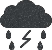 raio, chuva, nublado clima vetor ícone ilustração com carimbo efeito