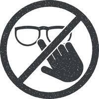 Faz não toque óculos ícone vetor ilustração dentro carimbo estilo
