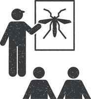 Aedes, conhecimento, campanha, dengue, ícone vetor ilustração dentro carimbo estilo