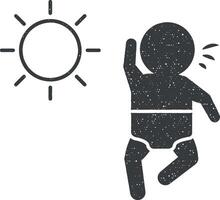 bebê, sol, sensível ícone vetor ilustração dentro carimbo estilo