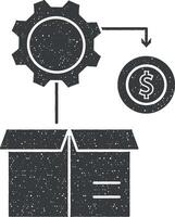dólar caixa engrenagem ícone vetor ilustração dentro carimbo estilo