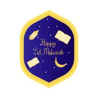 feliz eid Mubarak saudações crachá ilustração vetor